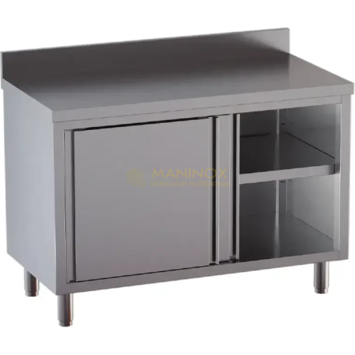 Tavolo armadiato con porte scorrevoli e alzatina